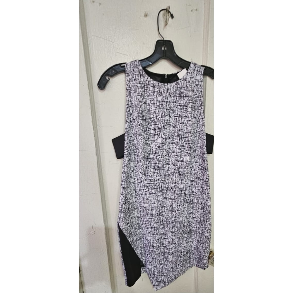 Line & Dot Monochrome Asymmetrical Dress